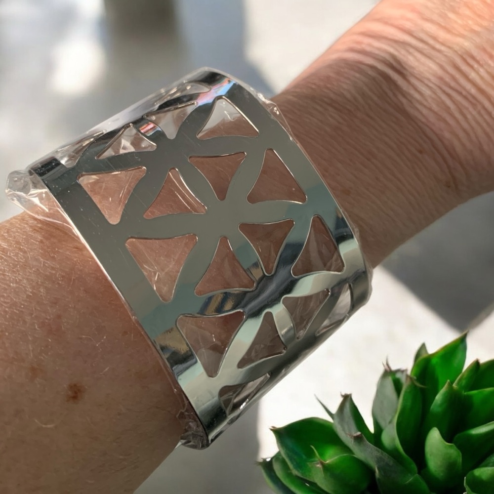 Silver Geometric Cuff Bracelet